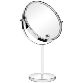 img 4 attached to 🔍 Orange Tech 8-Inch Large Double-Sided 1X/10X Makeup Mirror - 360° Swivel & 10X Magnification - Vanity Mirror with Stand, Removable Base & 15-Inch Height