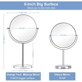 img 3 attached to 🔍 Orange Tech 8-Inch Large Double-Sided 1X/10X Makeup Mirror - 360° Swivel & 10X Magnification - Vanity Mirror with Stand, Removable Base & 15-Inch Height