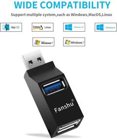 img 2 attached to Fast USB 3.0 Hub by Fanshu - Portable 3-Port High Speed Bus Powered Data Transfer Hub for PC, Laptop, Mac, Linux, Windows - Compact Splitter Box Adapter Expansion