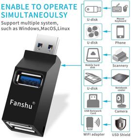 img 3 attached to Быстрый USB 3.0 хаб от Fanshu - Портативный трехпортовый хаб высокой скорости передачи данных для ПК, ноутбука, Mac, Linux, Windows - Компактный разветвитель адаптера для расширения.