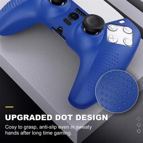 img 1 attached to 🎮 MoKo PS5 Controller Skin Case: Silicone Cover with Thumb Grip Caps, Shock-Absorption Anti-Scratch Case for Sony Playstation 5 DualSense Wireless Controller 2020 (Blue)