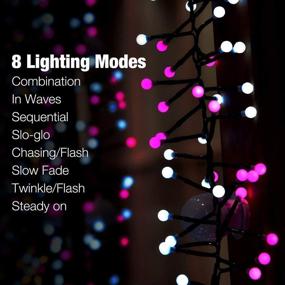 img 1 attached to 🎆 Quntis Christmas Firecracker Fairy String Lights - 13FT 400 LEDs - Outdoor/Indoor Valentines Cluster Twinkle Lights - Linkable Xmas Decor Lights 8 Modes - Pink White - Ideal for Wedding Party Window Yard Tree