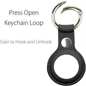 img 1 attached to Genuine Leather Protective Case for AirTags: Keychain Loop Anti-Fall Anti-Scratch 4-Pack - Black