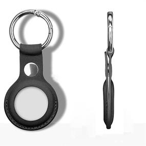 img 2 attached to Genuine Leather Protective Case for AirTags: Keychain Loop Anti-Fall Anti-Scratch 4-Pack - Black