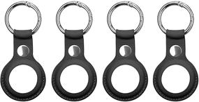 img 3 attached to Genuine Leather Protective Case for AirTags: Keychain Loop Anti-Fall Anti-Scratch 4-Pack - Black