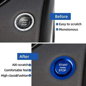 img 1 attached to Enhance Your Land Rover's Style & Protection with 2Pcs Engine Push Start Stop Button Cover - Blue