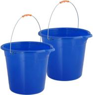 🪣 10 liter superio plastic round bucket with grip handle and spout for cleaning - blue, ideal for home floor mopping, bath, car wash, camping, and fishing - set of 2 logo