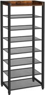 👞 hoobro 8 tier shoe rack: space-saving organizer with 7 metal shelves for 14-21 pairs of shoes - perfect for entryway, hallway, living room - rustic brown bf48xj01 логотип