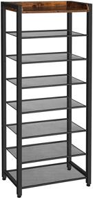 img 4 attached to 👞 HOOBRO 8 Tier Shoe Rack: Space-Saving Organizer with 7 Metal Shelves for 14-21 Pairs of Shoes - Perfect for Entryway, Hallway, Living Room - Rustic Brown BF48XJ01