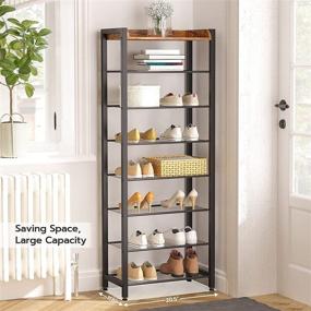 img 2 attached to 👞 HOOBRO 8 Tier Shoe Rack: Space-Saving Organizer with 7 Metal Shelves for 14-21 Pairs of Shoes - Perfect for Entryway, Hallway, Living Room - Rustic Brown BF48XJ01