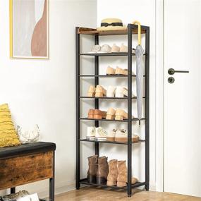 img 3 attached to 👞 HOOBRO 8 Tier Shoe Rack: Space-Saving Organizer with 7 Metal Shelves for 14-21 Pairs of Shoes - Perfect for Entryway, Hallway, Living Room - Rustic Brown BF48XJ01