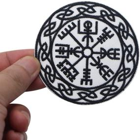 img 1 attached to 🧥 Men's Jacket Patches Set: 3PCS, North Viking Compass, Thor Hammer Rune, Vegvisir & Celtic Embroidered Patch, Cool DIY Decor - Black & White