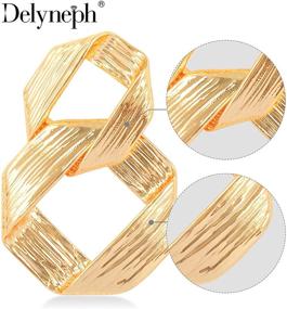 img 2 attached to 👂 Minimalist Double Square Hoop Earrings for Women Girls - 14K Gold Plated Geometric Dangle Drop Earrings by Delyneph