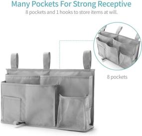 img 3 attached to 🛏️ Bseash 8 Pockets 600D Oxford Cloth Hanging Bedside Storage Organizer Caddy for Bunk and Hospital Beds, Dorm Rooms, and Bed Rails (Gray)