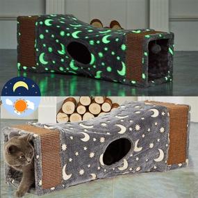 img 2 attached to Luckitty Cat Sisal Scratching Tunnel: Glow-in-the-Dark Tube with Plush Balls - Collapsible and Luminous for Small Pets like Kittens, Rabbits, and Ferrets