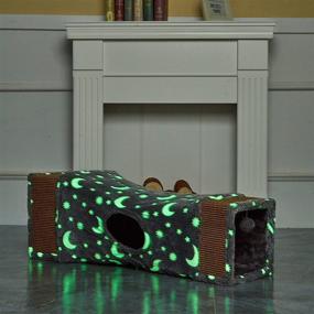 img 3 attached to Luckitty Cat Sisal Scratching Tunnel: Glow-in-the-Dark Tube with Plush Balls - Collapsible and Luminous for Small Pets like Kittens, Rabbits, and Ferrets