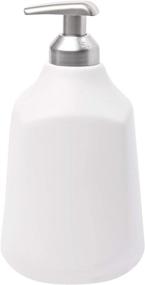 img 1 attached to Corsa White Hand Liquid Soap Pump Dispenser - Modern Matte Ceramic with Soft-Touch Finish, Refillable Foaming Container for Bathroom and Kitchen - Wide Mouth for Easy Refilling