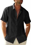 👕 hestenve sleeve guayabera cotton x large men's shirt: stylish comfort for every occasion! logo