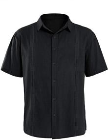 img 2 attached to 👕 Hestenve Sleeve Guayabera Cotton X Large Men's Shirt: Stylish Comfort for Every Occasion!