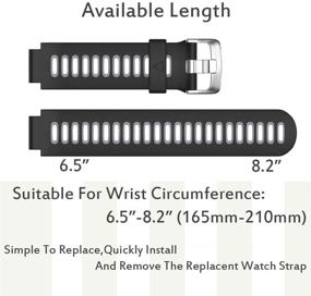 img 1 attached to 🔘 Pwkutn Breathable Watch Band - Soft Silicone Strap Lightweight Wristband for Garmin Forerunner 220/230/235/620/630/735XT/235Lite in Black-Gray