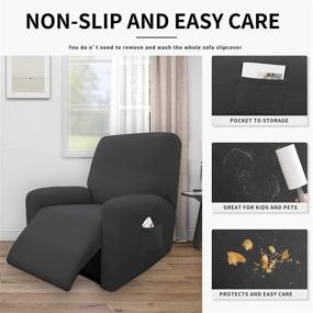 img 1 attached to 🛋️ Easy-Going 4 Pieces 100% Dual Waterproof Recliner Cover: Ultimate Protection for Kids, Pets and Furniture - Dark Gray