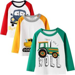 img 3 attached to HILEELANG Toddler Long Sleeve Crewneck T Shirts Boys' Clothing and Tops, Tees & Shirts