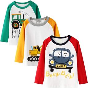 img 2 attached to HILEELANG Toddler Long Sleeve Crewneck T Shirts Boys' Clothing and Tops, Tees & Shirts