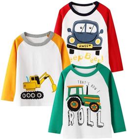 img 1 attached to HILEELANG Toddler Long Sleeve Crewneck T Shirts Boys' Clothing and Tops, Tees & Shirts