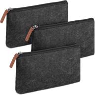 🖋️ mr. pen: small black felt pencil case with zipper – 3 pc set for office supplies, pen and pencil organization логотип