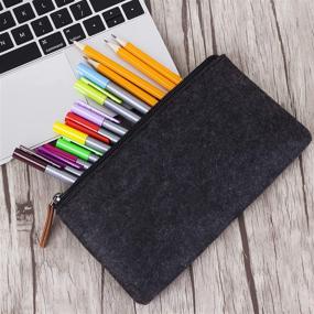 img 2 attached to 🖋️ Mr. Pen: Small Black Felt Pencil Case with Zipper – 3 PC Set for Office Supplies, Pen and Pencil Organization