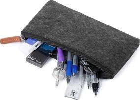 img 1 attached to 🖋️ Mr. Pen: Small Black Felt Pencil Case with Zipper – 3 PC Set for Office Supplies, Pen and Pencil Organization