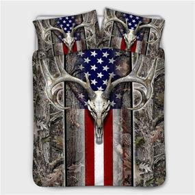 img 4 attached to 🦌 SEANATIVE Quilts Cover Gray Comforter Set with American Flag Wood Deer Skull Camo Design - Perfect for Boys and Men - Queen Size 88x88 inches