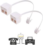 uvital 2-pack rj11 male to dual female 6p4c splitter converter cable separating cord with rj11 6p4c telephone wall adaptor for landline logo