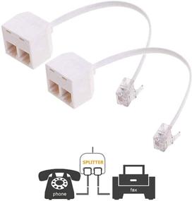 img 4 attached to Uvital 2-Pack RJ11 мужской к разъему на две женских 6P4C разветвитель конвертера кабель с RJ11 6P4C телефон стене Адаптер для стационарного телефона