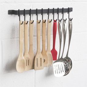 img 1 attached to 🍴 Wrought Iron Kitchen Rail with 10 Hooks: Wall Mounted Utensil Holder Rack for Gourmet Chefs – 17 Inch Black Wallniture