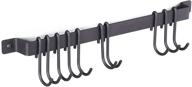 🍴 wrought iron kitchen rail with 10 hooks: wall mounted utensil holder rack for gourmet chefs – 17 inch black wallniture логотип