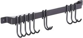 img 4 attached to 🍴 Wrought Iron Kitchen Rail with 10 Hooks: Wall Mounted Utensil Holder Rack for Gourmet Chefs – 17 Inch Black Wallniture