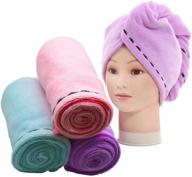 👒 microfiber hair towel wrap turban – 3 pack with button closure | quick drying magical hair dryer hat | bath & shower head towel logo