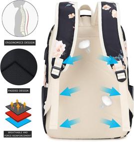 img 1 attached to 🎒 Natayoo Floral School Backpack for Girls & Women – Water Resistant Laptop Backpack with USB Charging Port, Headphone Interface, Lunch Bag & Pencil Bag Included - Large Size