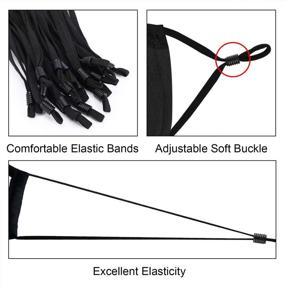 img 1 attached to 🔗 TOOVREN Upgraded 100PCS Elastic Cord String with Adjustable Buckle Lock - Sewing Stretchy Strap with Adjuster Stoppers Clip Earmuff Earloops for Masks, Adult & Kids Black