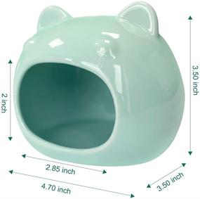 img 3 attached to 🏠 Cyan Ceramic Small Pet Hideout - Adorable House Cozy Bed for Gerbils, Hamsters, Mice, Mini Animals by AmazeFun