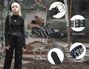 img 1 attached to 👀 Grommet-Studded Leather Belts with Edgy Accessories