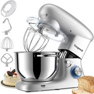 🍰 vospeed stand mixer: 6qt stainless steel dough mixer for baking with 6-speed tilt-head, dough hook, wire whip & flat beater, splash guard - silver логотип