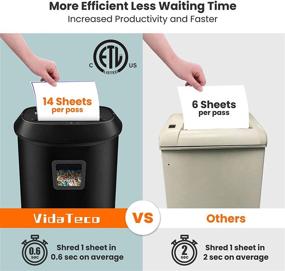 img 1 attached to 📄 VidaTeco 14-Sheet Cross-Cut Paper Shredder with US Patented Cutter - Powerful and Jam-Proof, Shreds Cards/CDs, Ideal for Home Office - 6.6-Gallon Basket (ETL Certified)