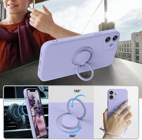 img 2 attached to 📱 Abitku iPhone 12 Mini Case, Silicone with 360° Ring Kickstand Holder (Supports Magnetic Car Mount) Soft Silk Microfiber Cloth, Designed for iPhone 12 Mini 5.4 inch 2020 (Clove Purple)