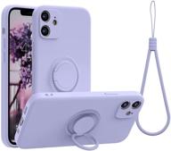 📱 abitku iphone 12 mini case, silicone with 360° ring kickstand holder (supports magnetic car mount) soft silk microfiber cloth, designed for iphone 12 mini 5.4 inch 2020 (clove purple) logo