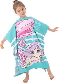 img 3 attached to 🐚 Цветное пляжное полотенце NovForth для детей: Ракушка русалки, полотенце с капюшоном для мальчиков и девочек - идеальное детское полотенце для бассейна с капюшоном.