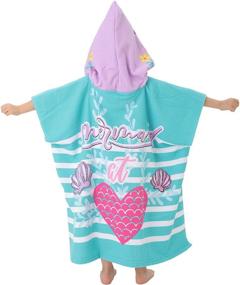 img 2 attached to 🐚 Colorful NovForth Kids Beach Towel: Shell Mermaid Hooded Bath Towel Wrap for Boys and Girls - Perfect Toddler Pool Towel with Hood