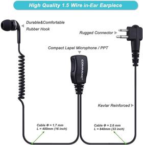 img 2 attached to 📞 COMMIXC (2 Pack) Walkie Talkie Earpiece: High-Quality In-Ear Headset with PTT Mic for Motorola Two-Way Radios