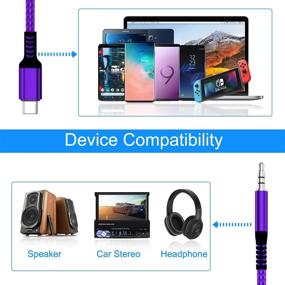 img 1 attached to 4FT USB Type C Aux Cable - 3.5mm Jack Adapter Extension Audio Cord for Headphone, Compatible with Samsung Galaxy Fold 🔌 Z Flip 2 3 S20 Ultra S21 21 Plus, M1 iPad Pro 11 12.9 Air 4 2020 2021 Mini 6 6th Gen